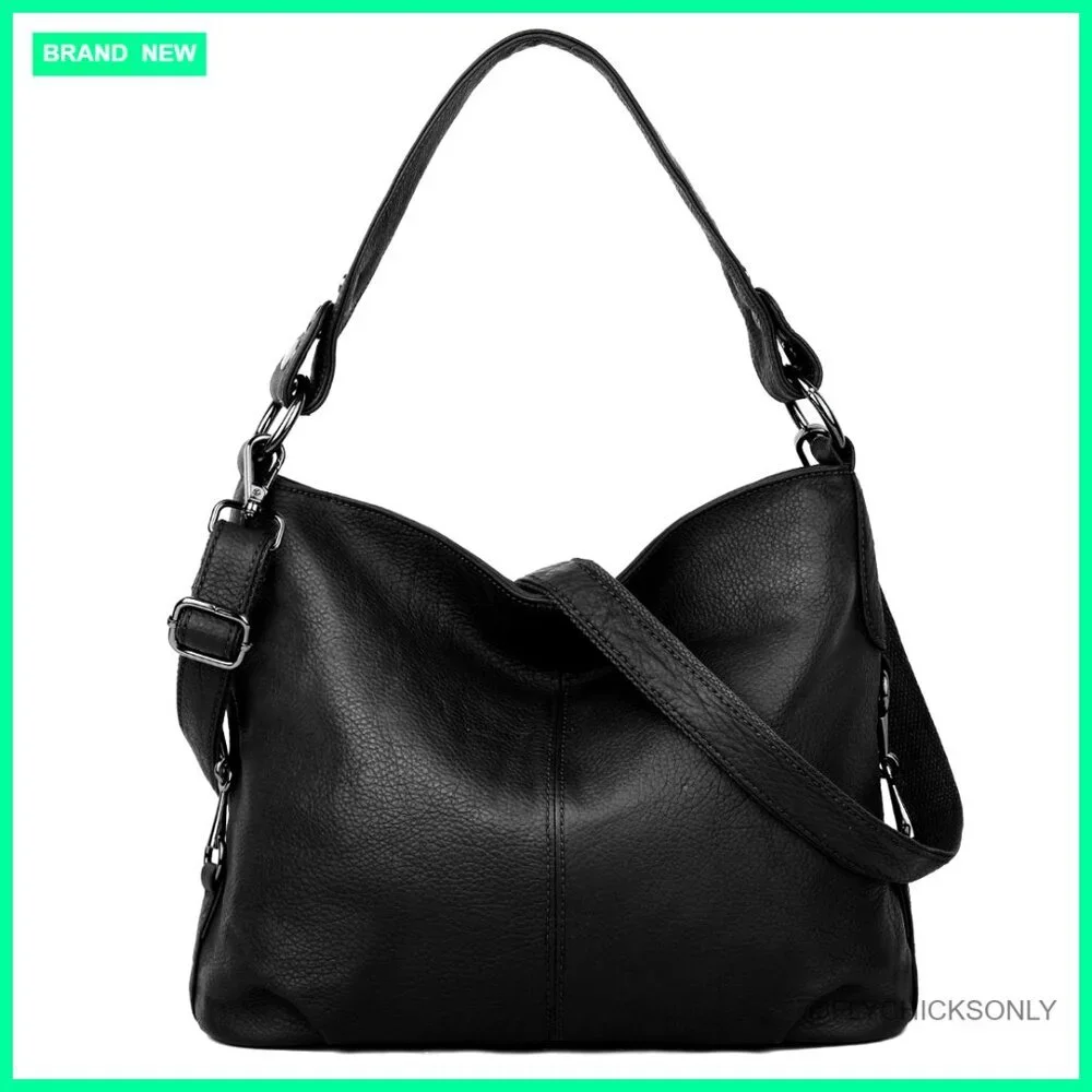 Large Genuine Leather Hobo Crossbody Bag with Top Handle Travel Purse